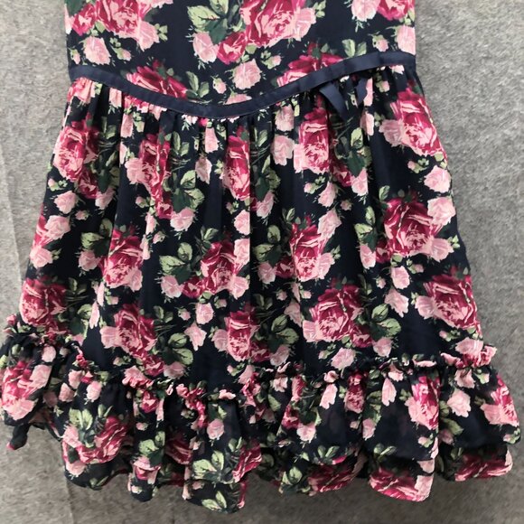 Janie & Jack Floral Chiffon Dress Girls Size 8 Blue Pink Ruffle Sleeveless - Picture 4 of 8